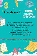 Leggi tutto: AVVISO-1° giorno di SCUOLA CLASSI PRIME- Scuola Primaria